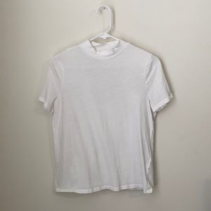 White mock turtle neck tee